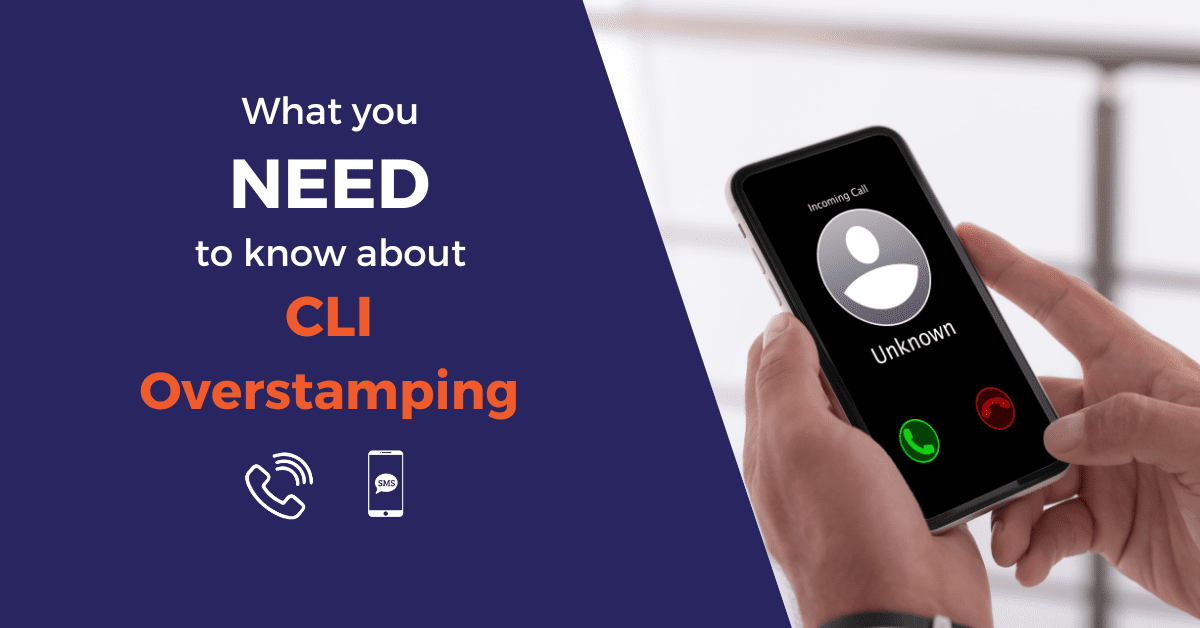 Hands holding a phone with an unknown caller displayed on the screen, with the accompanying text 'What you need to know about CLI overstamping'