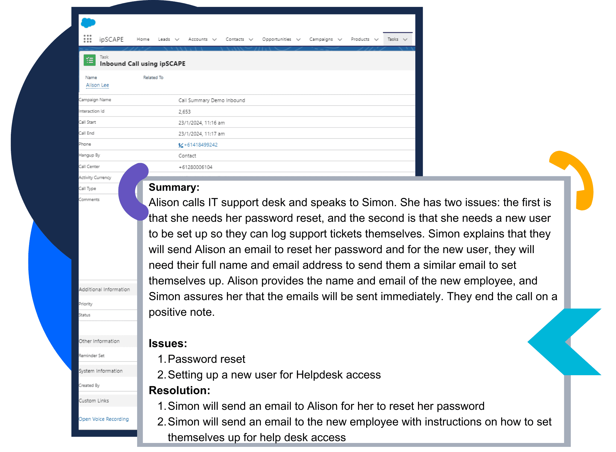 AI call summary saved in Salesforce